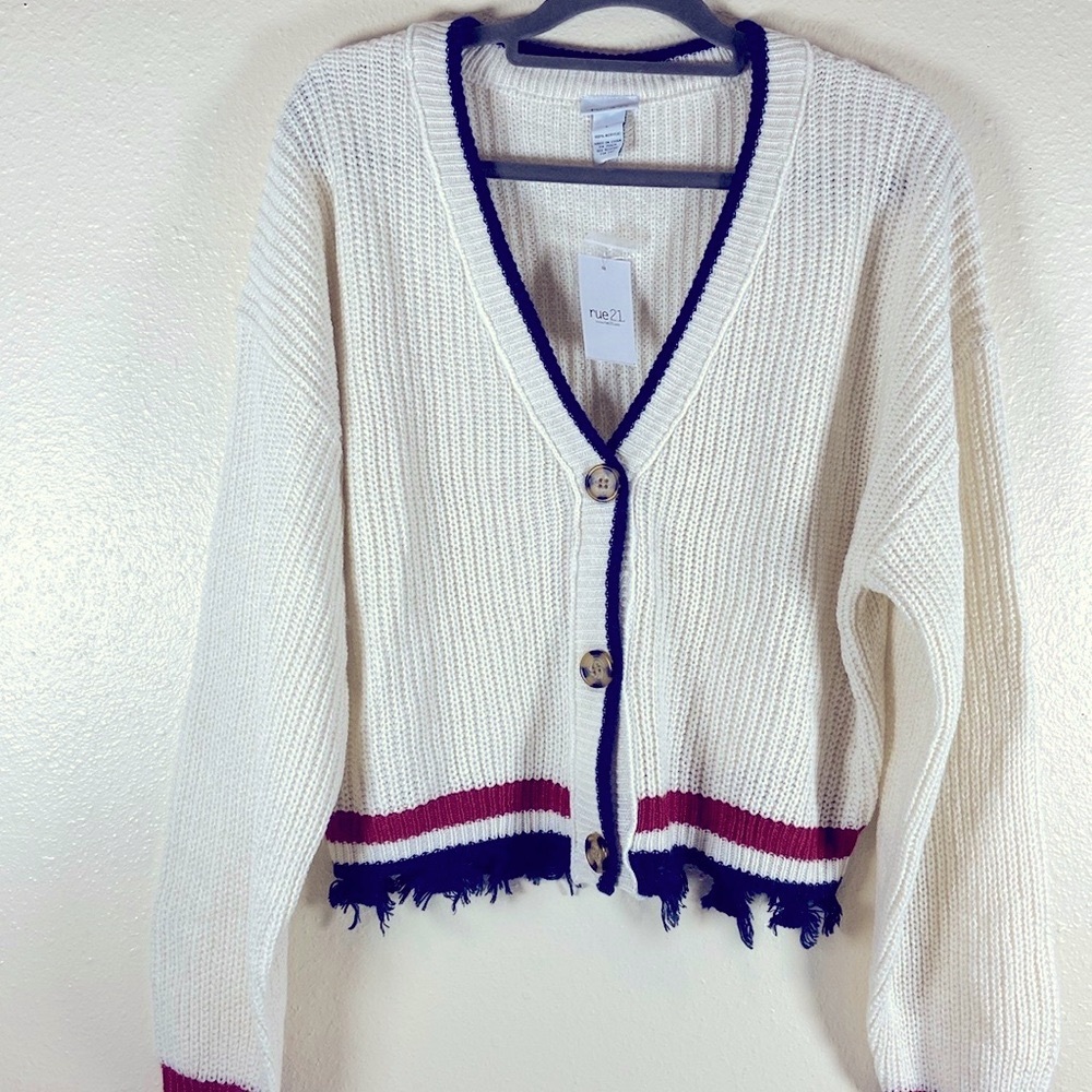 Rue 21 Distressed Button front Cardigan Sweater NWT.